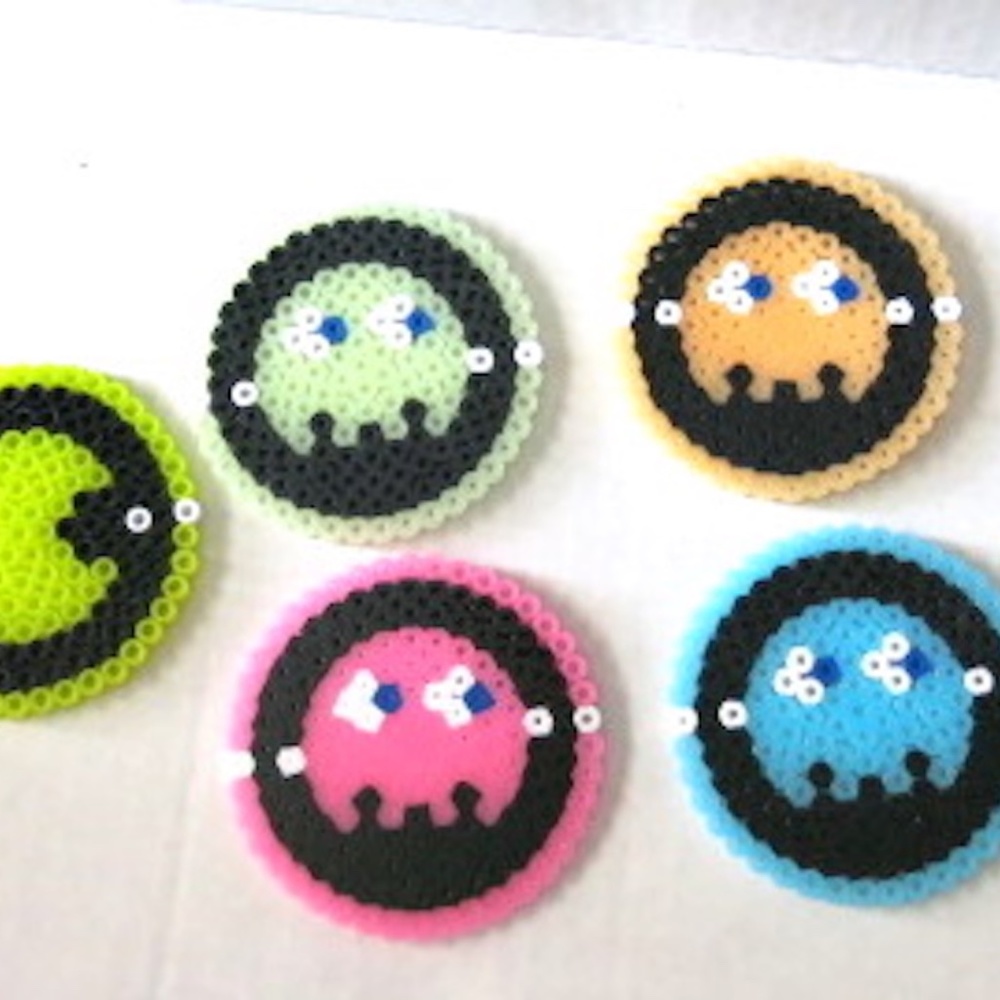 Perler set of 5 Glow in the Dark Pac Man READ - Picture 6 of 7